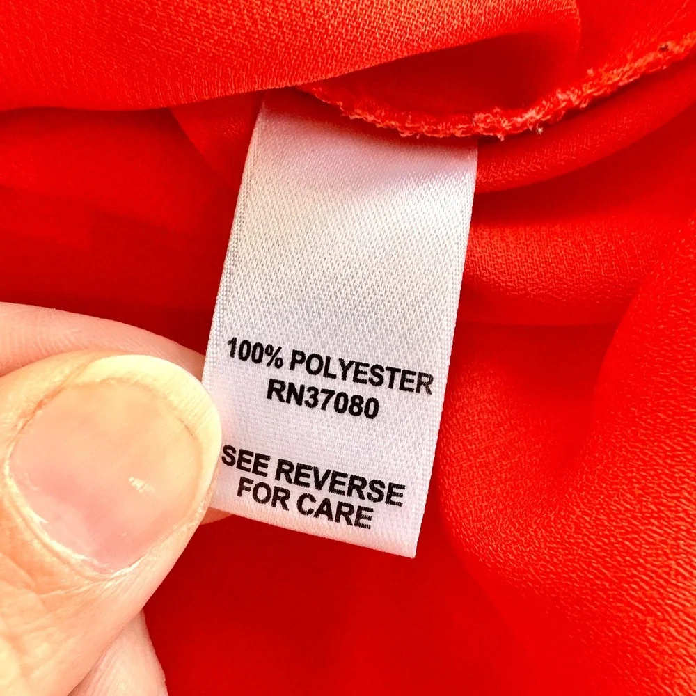 Cato Orange Asymmetrical Hem V-Neck Roll Tab Sleeve Blouse Top Womens Size Large